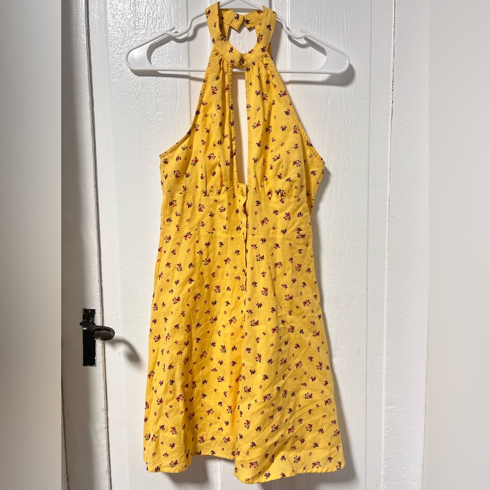 NWT ASOS Ditsy Floral Halter cotton linen blend mini dress size 4